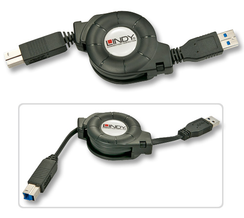 Cavo USB 3.0 riavvolgibile Tipo A/B, 1m