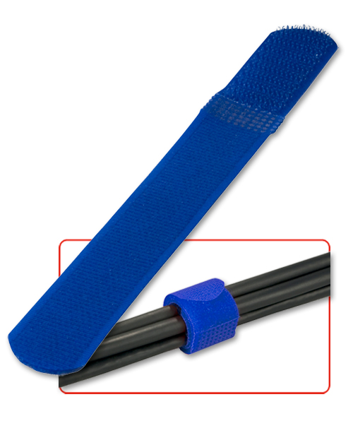 Fascette ferma cavi in velcro blu, 10pz.